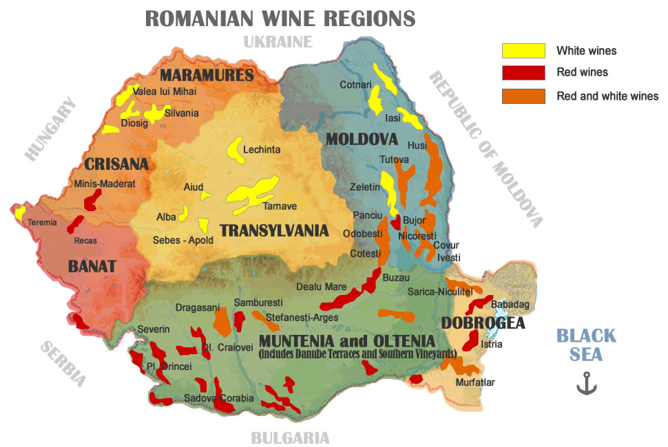 vinařské regiony v Rumunsku